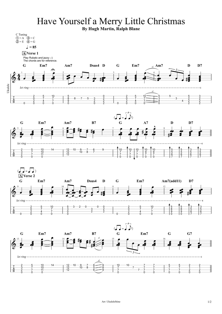 Have Yourself A Merry Little Christmas Ukulele scores gallery preview page 1