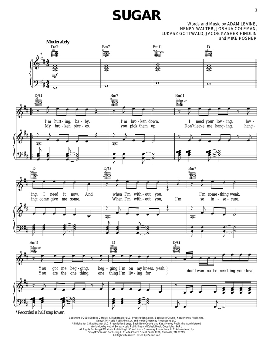 Sugar Acoustic Guitar scores gallery preview page 1