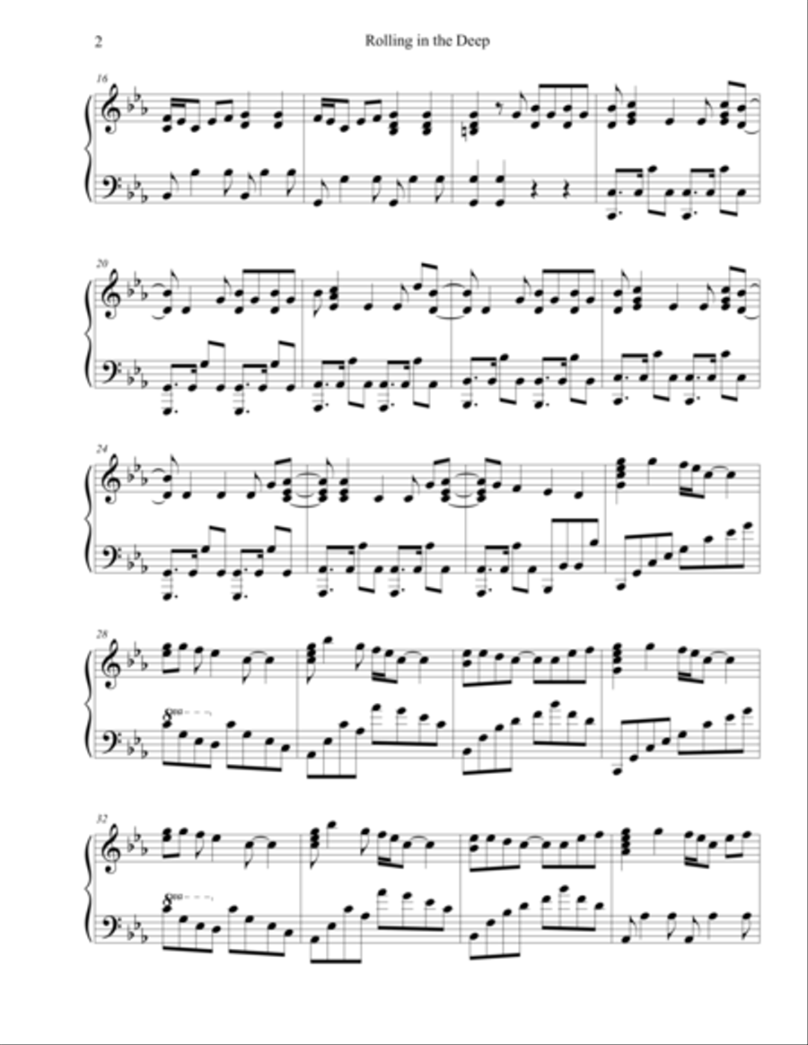 Rolling In The Deep Piano Solo scores gallery preview page 2
