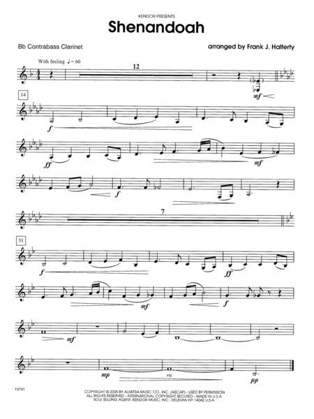 Shenandoah - Bass Clarinet