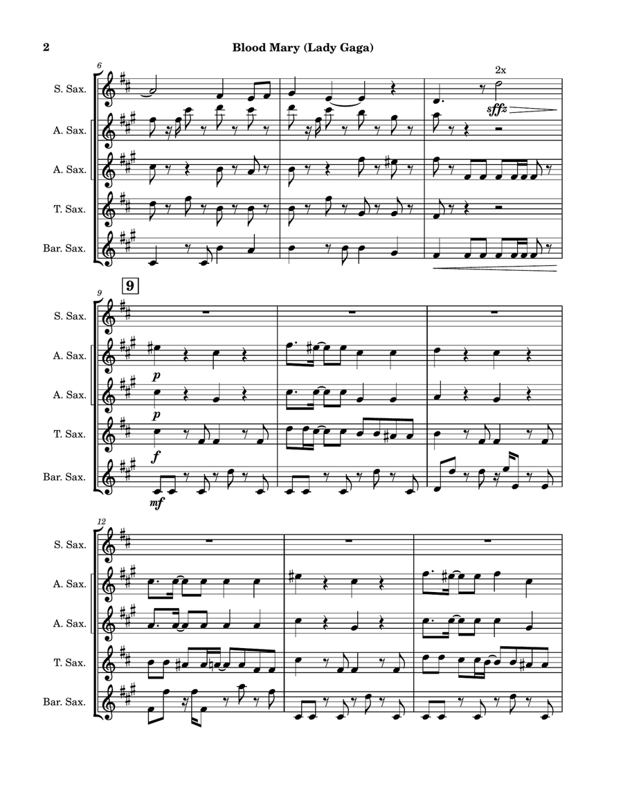 Bloody Mary Saxophone Quintet scores gallery preview page 2