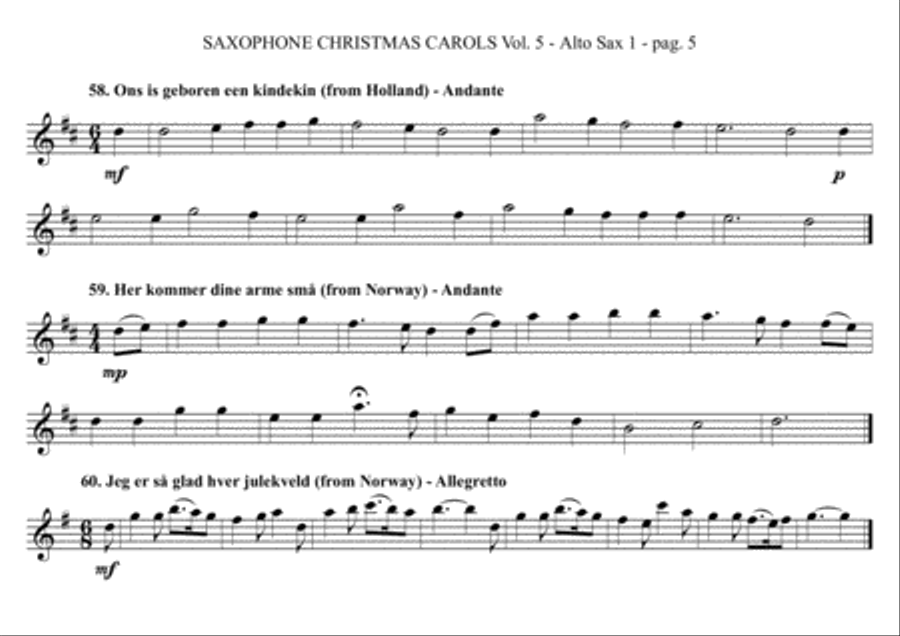 SAXOPHONE CHRISTMAS CAROLS vol. 5 - 12 world famous European Carols for Sax Quartet (SATB or AATB)