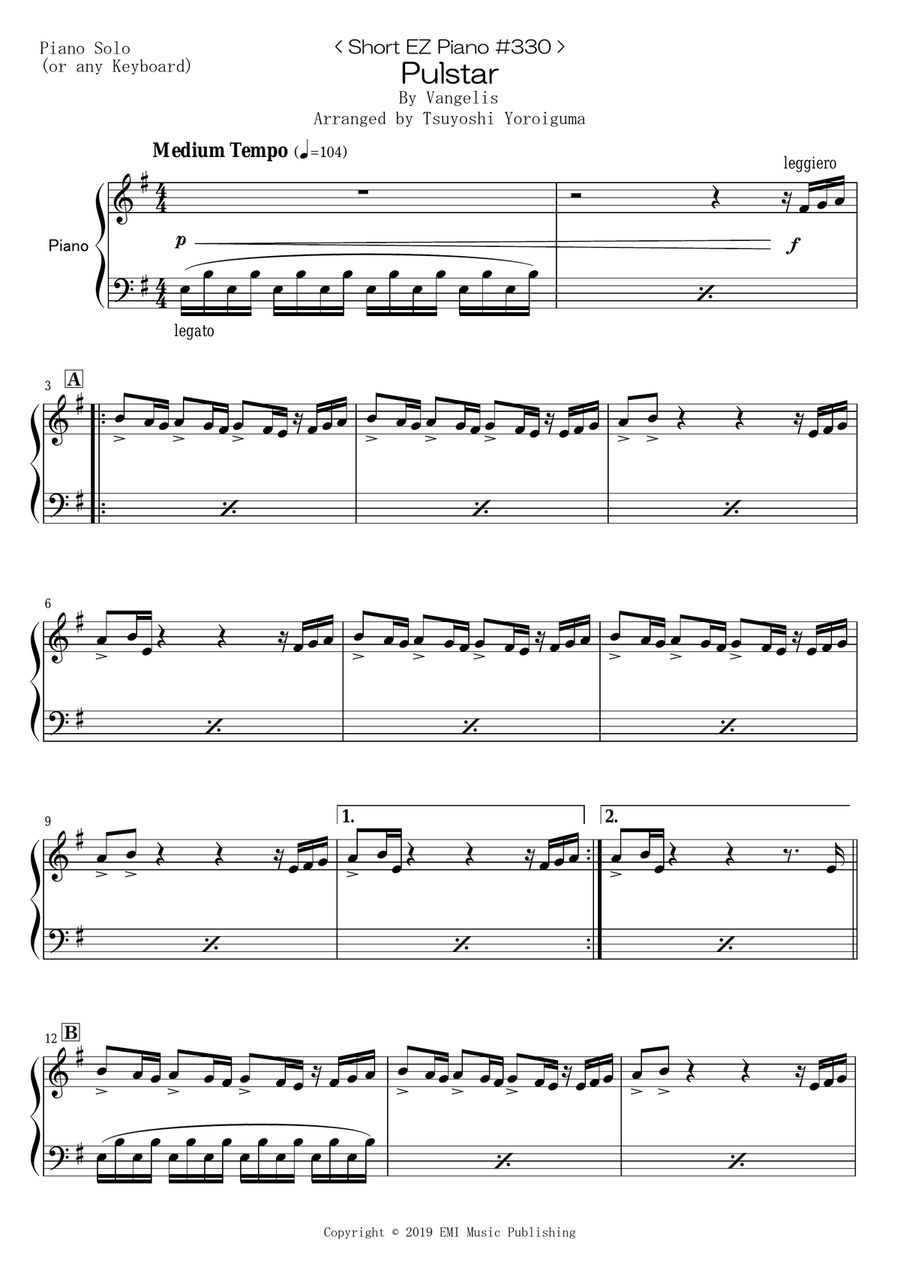 Pulstar Easy Piano scores gallery preview page 1