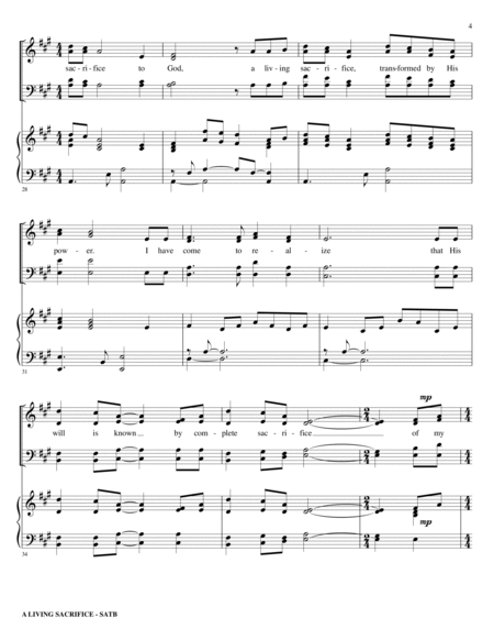 A LIVING SACRIFICE, SATB Choir (Score & Parts) image number null