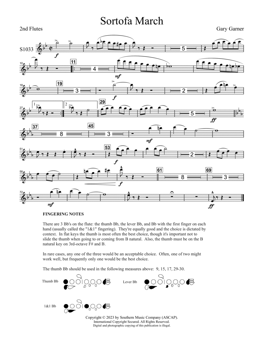 Sortofa March - Flute 2 Concert Band scores gallery preview page 1