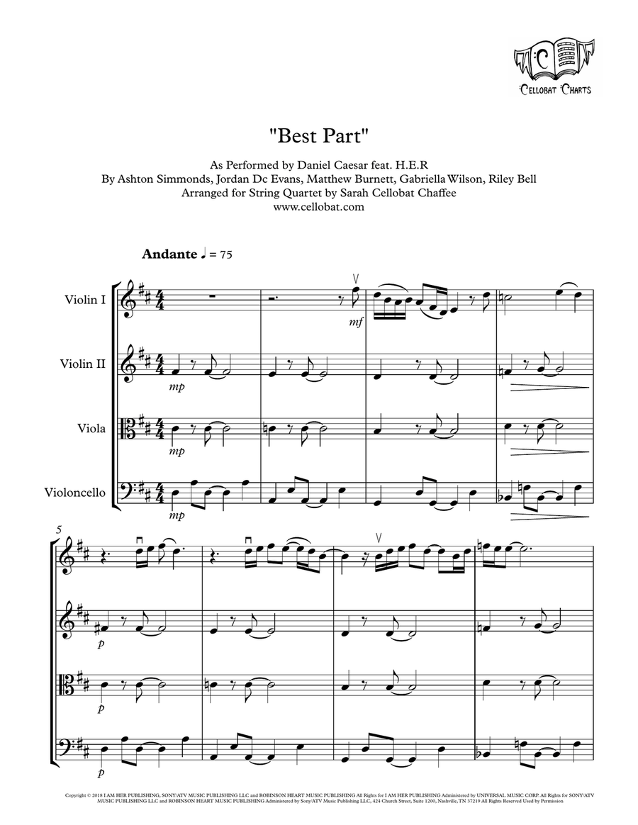 Best Part String Quartet scores gallery preview page 1