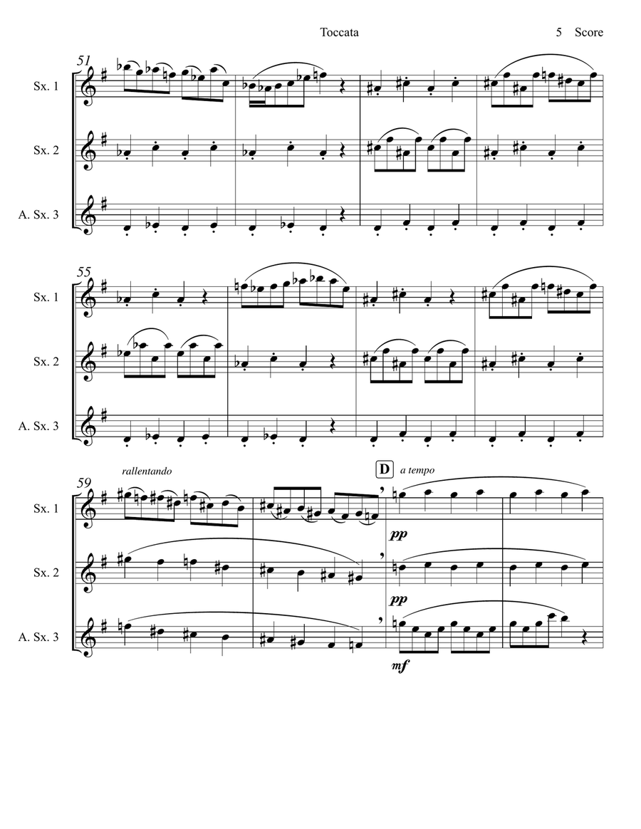 Holst - Toccata (Newburn Lads) set for Saxophone Trio Woodwind Trio scores gallery preview page 6