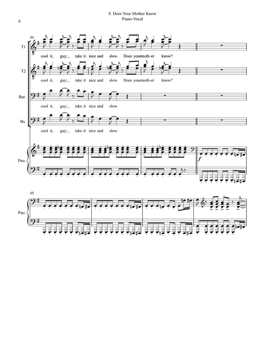 Does Your Mother Know Does Your Mother Know TTBB scores gallery preview page 6
