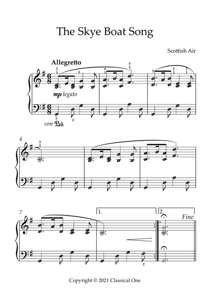 Scottish Air - The Skye Boat Song(With Note name)