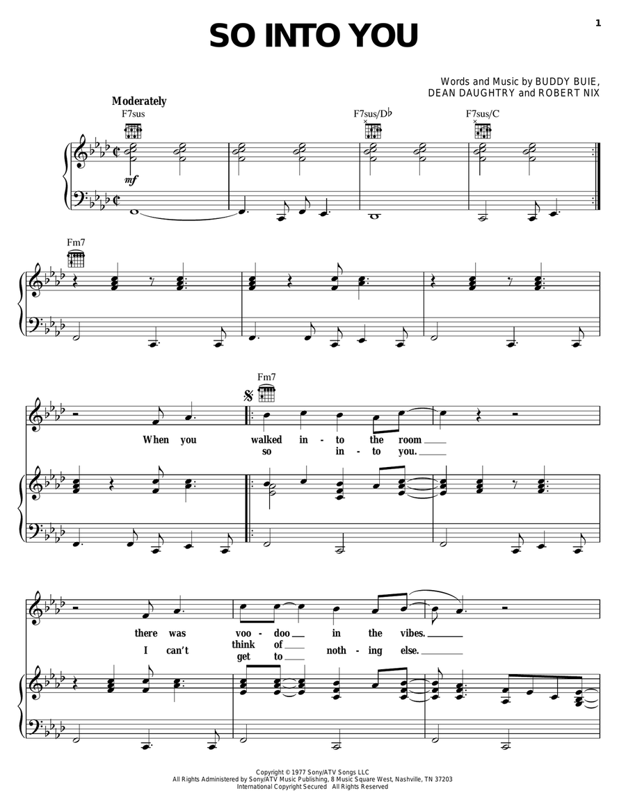 So Into You So Into You Piano, Vocal, Guitar scores gallery preview page 1
