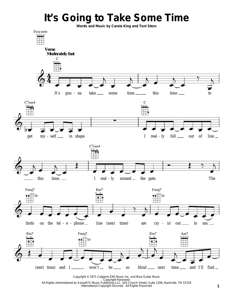 It's Going To Take Some Time Ukulele scores gallery preview page 1