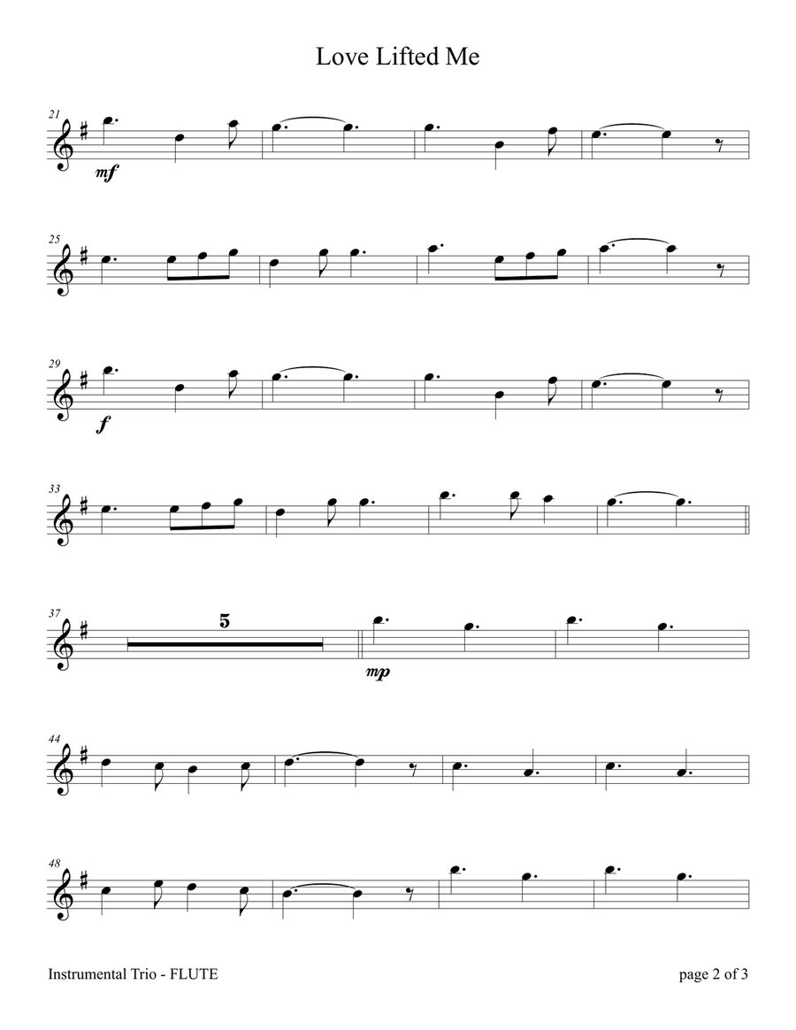 Love Lifted Me (for Flute and/or Violin Duet with Piano accompaniment) Flute scores gallery preview page 2