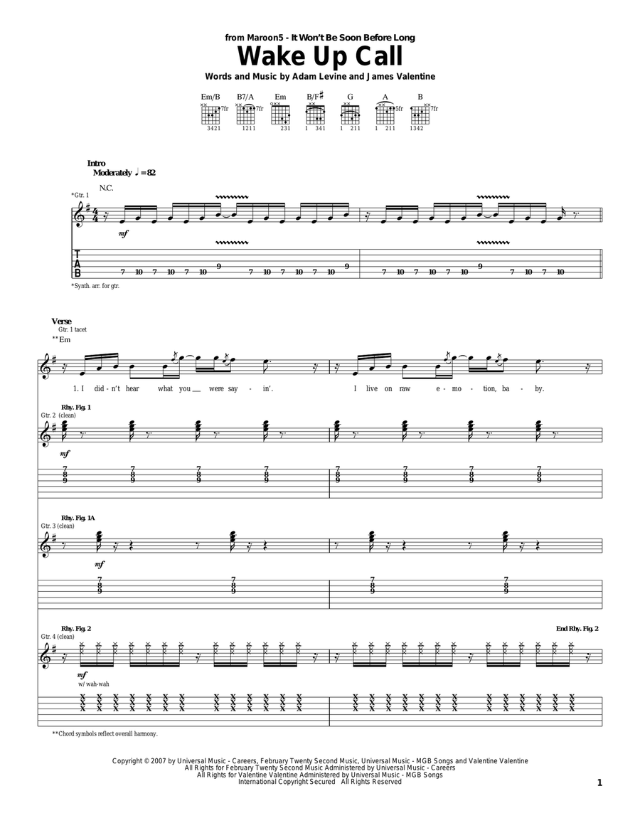 Wake Up Call Acoustic Guitar scores gallery preview page 1