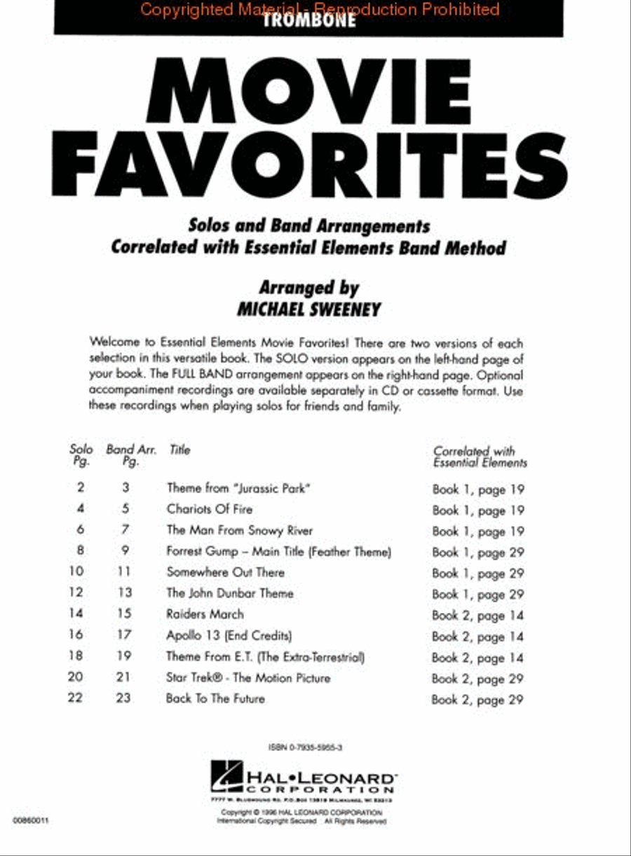 Movie Favorites - Trombone