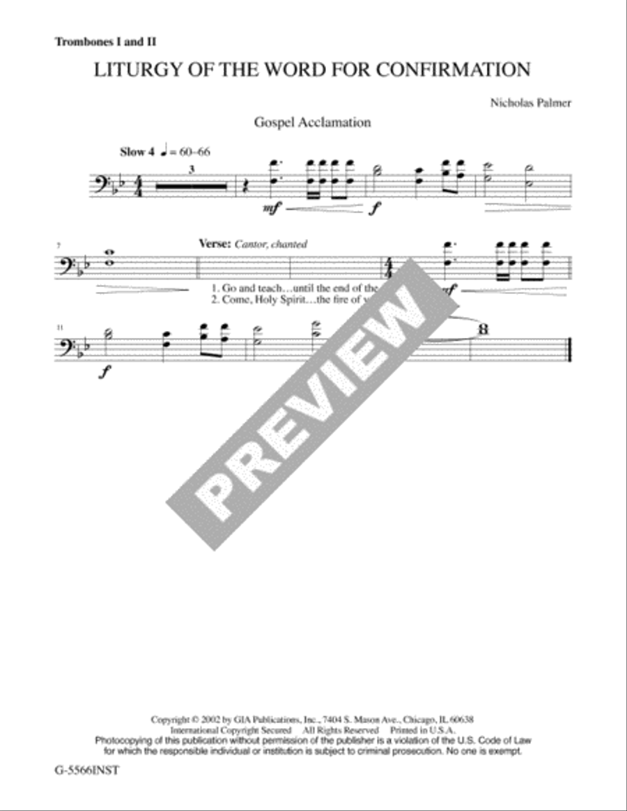 Liturgy of the Word for Confirmation - Instrument edition Horn scores gallery preview page 3