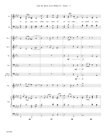 God, the Spirit, Lives Within Us - Brass and Percussion Score and Parts image number null
