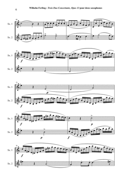 Franz Wilhelm Ferling: 3 Duos Concertants Op. 13, arranged for two saxophones by Paul Wehage