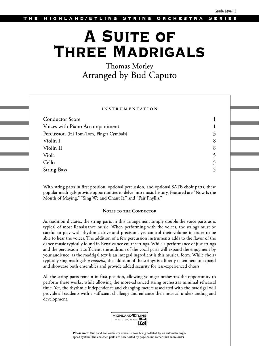 A Suite of Three Madrigals: Score