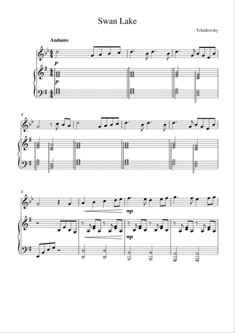 Swan Lake Swan Lake Clarinet Solo scores gallery preview page 1