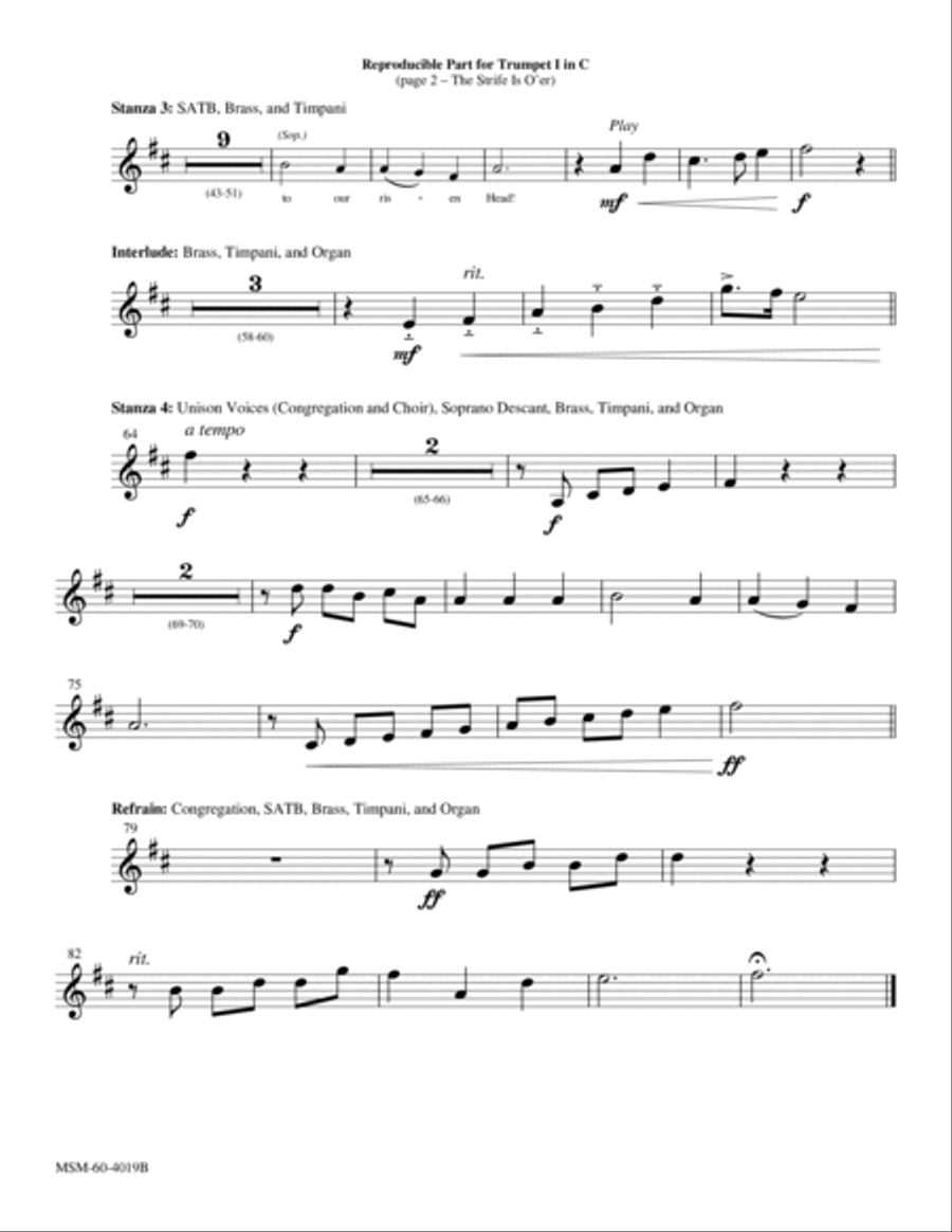 The Strife is O'er The Strife is O'er Choir scores gallery preview page 2