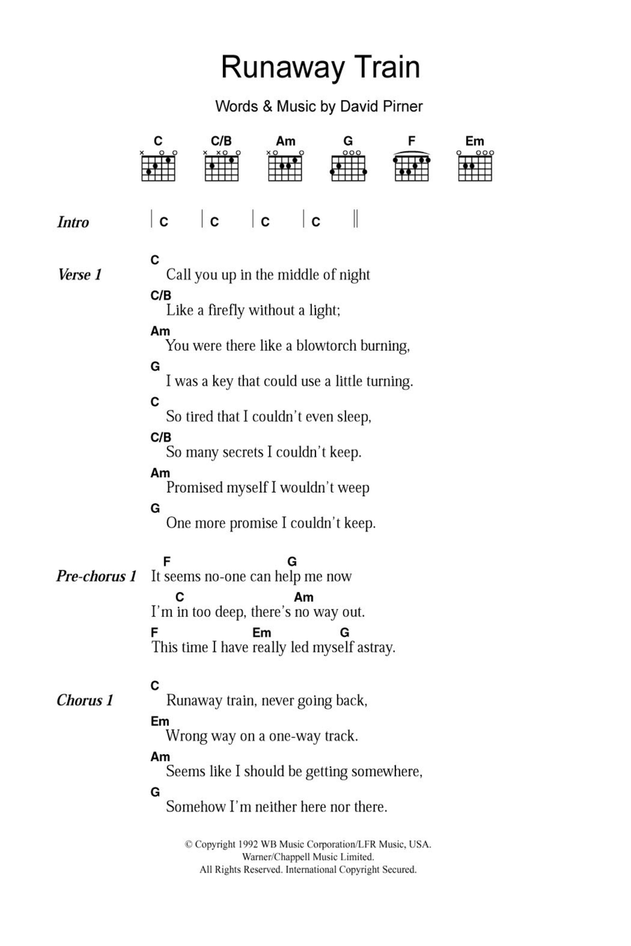 Runaway Train Runaway Train Guitar scores gallery preview page 1