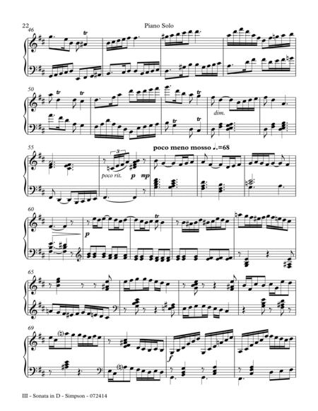 Sonata in D for Piano Solo - 3rd Mvt. image number null