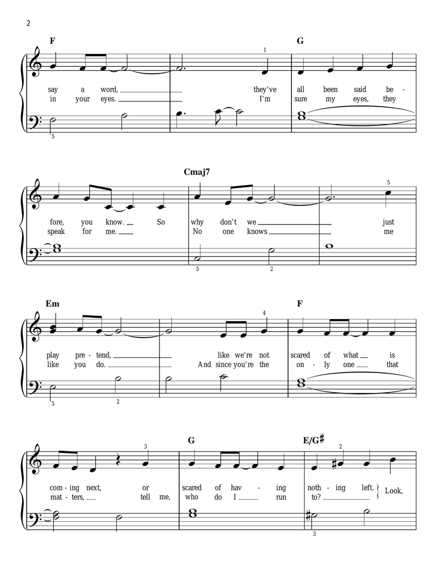 All I Ask Easy Piano scores gallery preview page 2