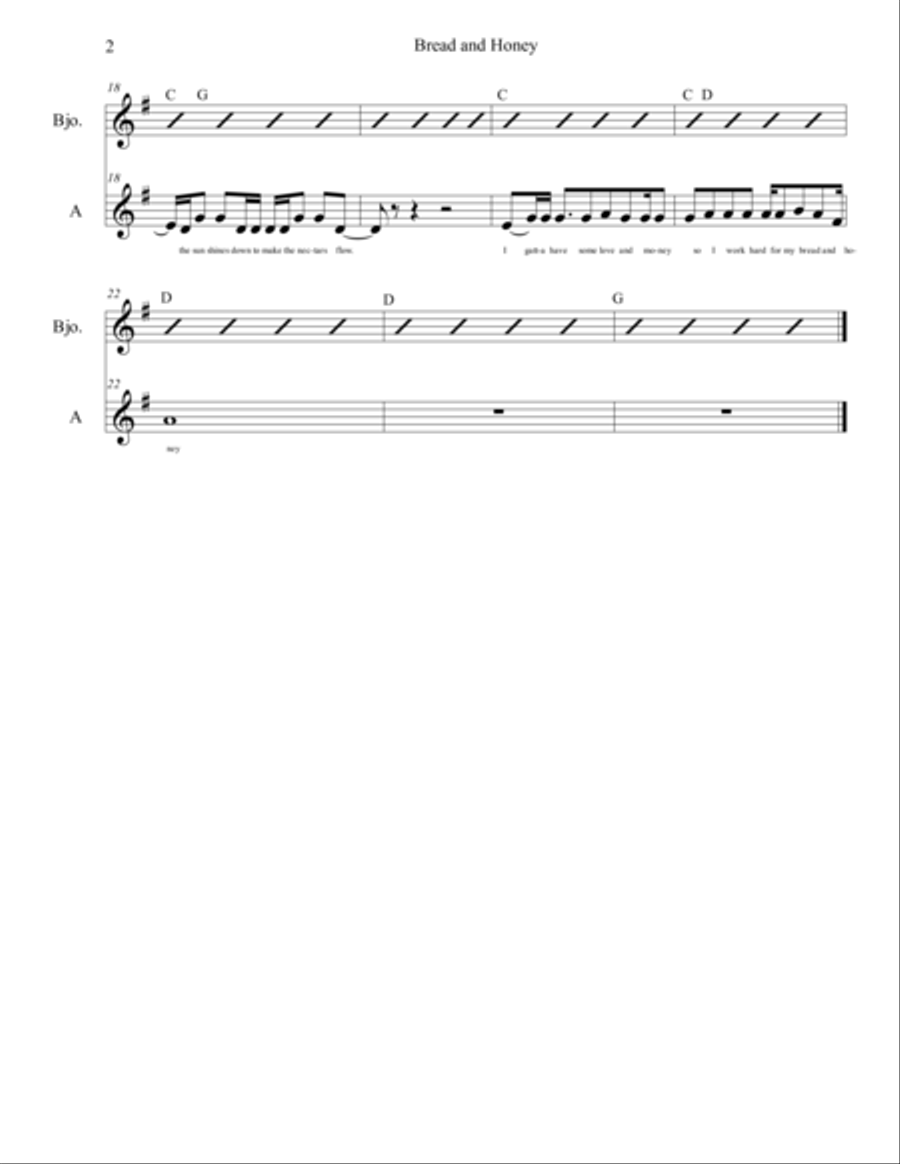 Bread and Honey Alto Voice scores gallery preview page 2