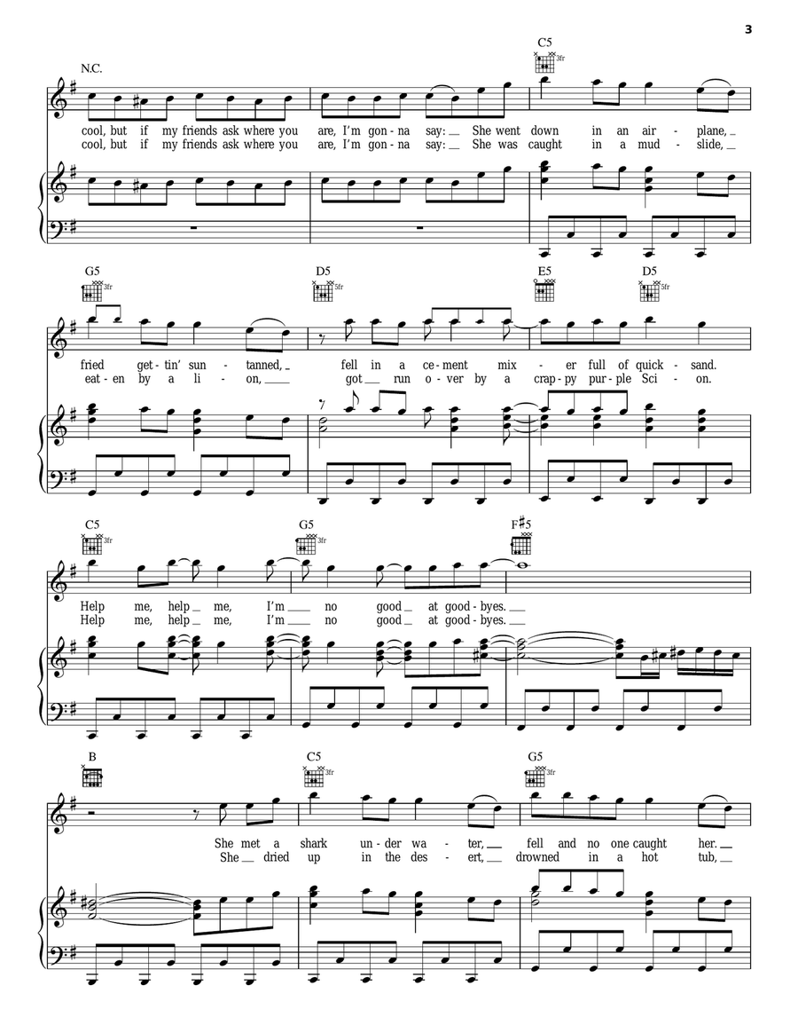 50 Ways To Say Goodbye Piano, Vocal, Guitar scores gallery preview page 3