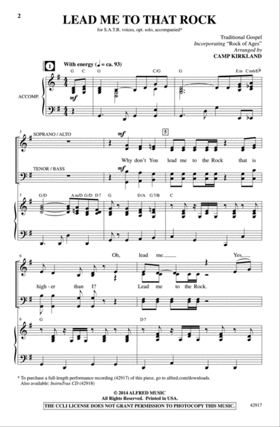 Lead Me to That Rock Choir scores gallery preview page 1