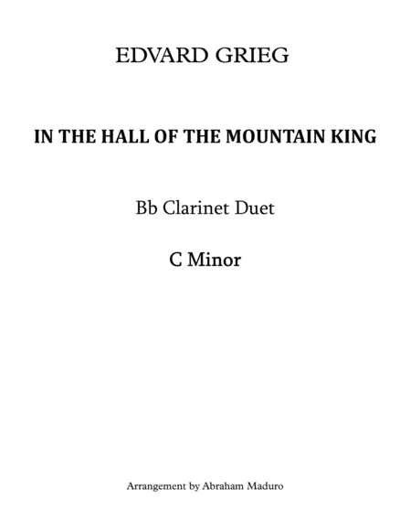 In The Hall Of The Mountain King Bb Clarinet Duet-Score and Parts image number null