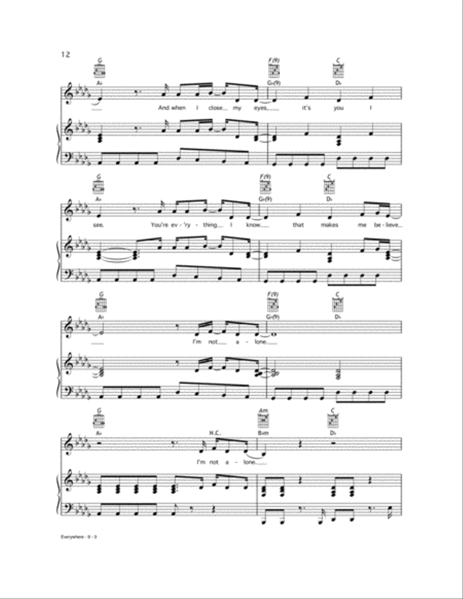 Everywhere Piano, Vocal, Guitar scores gallery preview page 3
