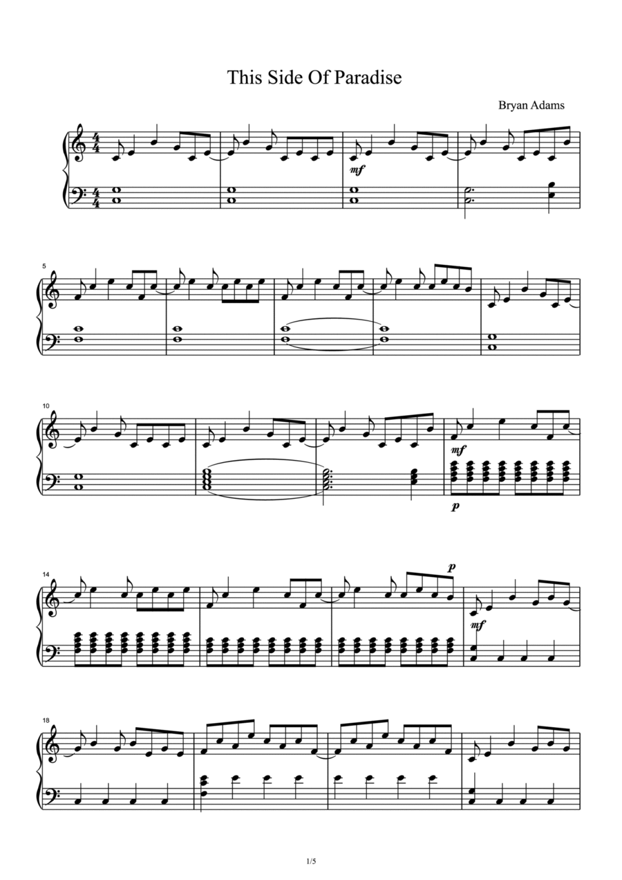 This Side Of Paradise Piano Solo scores gallery preview page 1