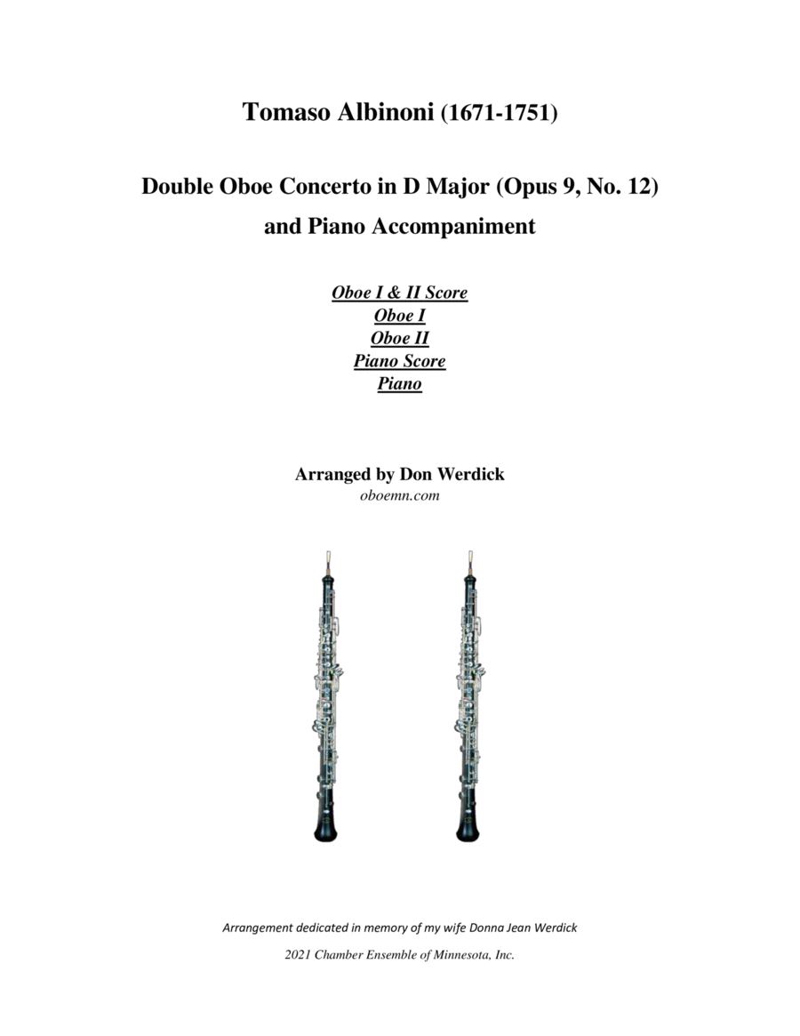 Double Oboe Concerto in D Major, Op. 9 No. 12 image number null