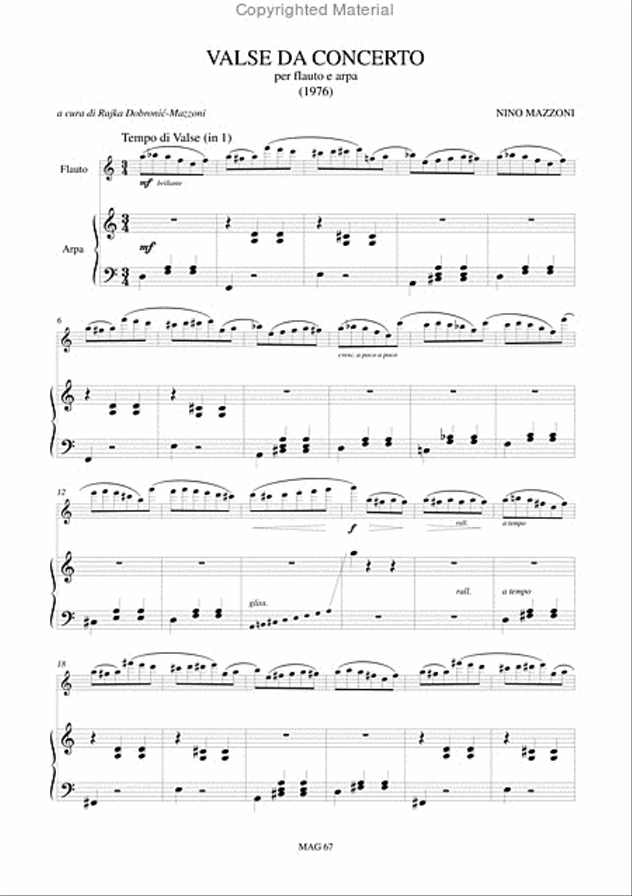 Valse da concerto for Flute and Harp (1976) Flute scores gallery preview page 2