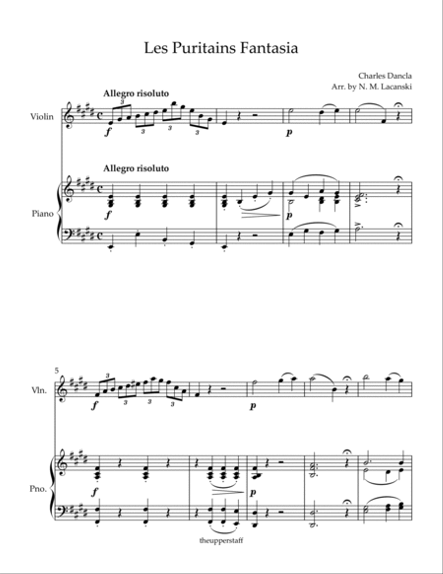 Les Puritains Fantasia Violin Solo scores gallery preview page 2