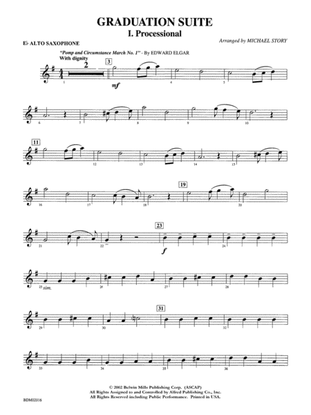 Graduation Suite (Processional: Pomp and Circumstance March No. 1 / Recessional: Rondeau from Premiere Suite): E-flat Alto Saxophone