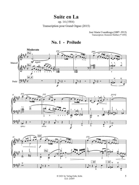 Suite en La op. 14 (Transkription für Orgel solo (2015))