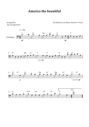 America The Beautiful - Trombone solo (+ CHORDS)