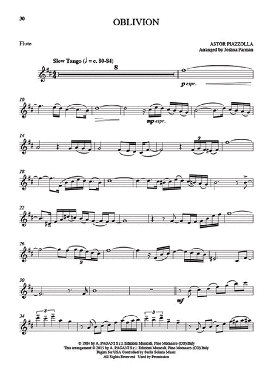 25 Piazzolla Tangos for Flute and Piano