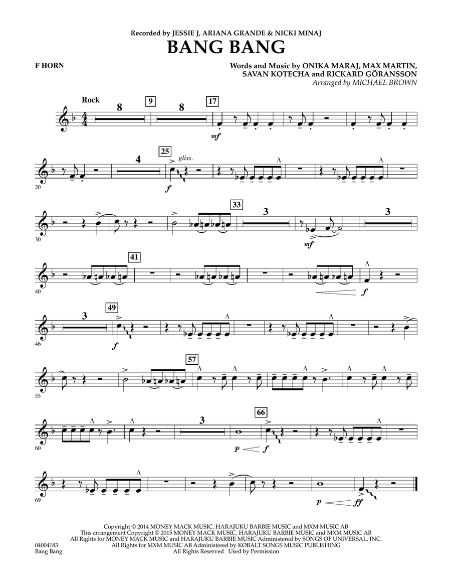 Bang Bang - F Horn Bang Bang - F Horn Concert Band scores gallery preview page 1