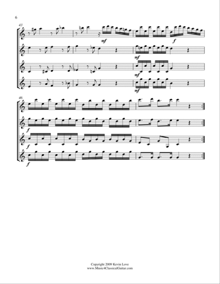 Quartet in C (Guitar Quartet) - Score and Parts Guitar Ensemble scores gallery preview page 6