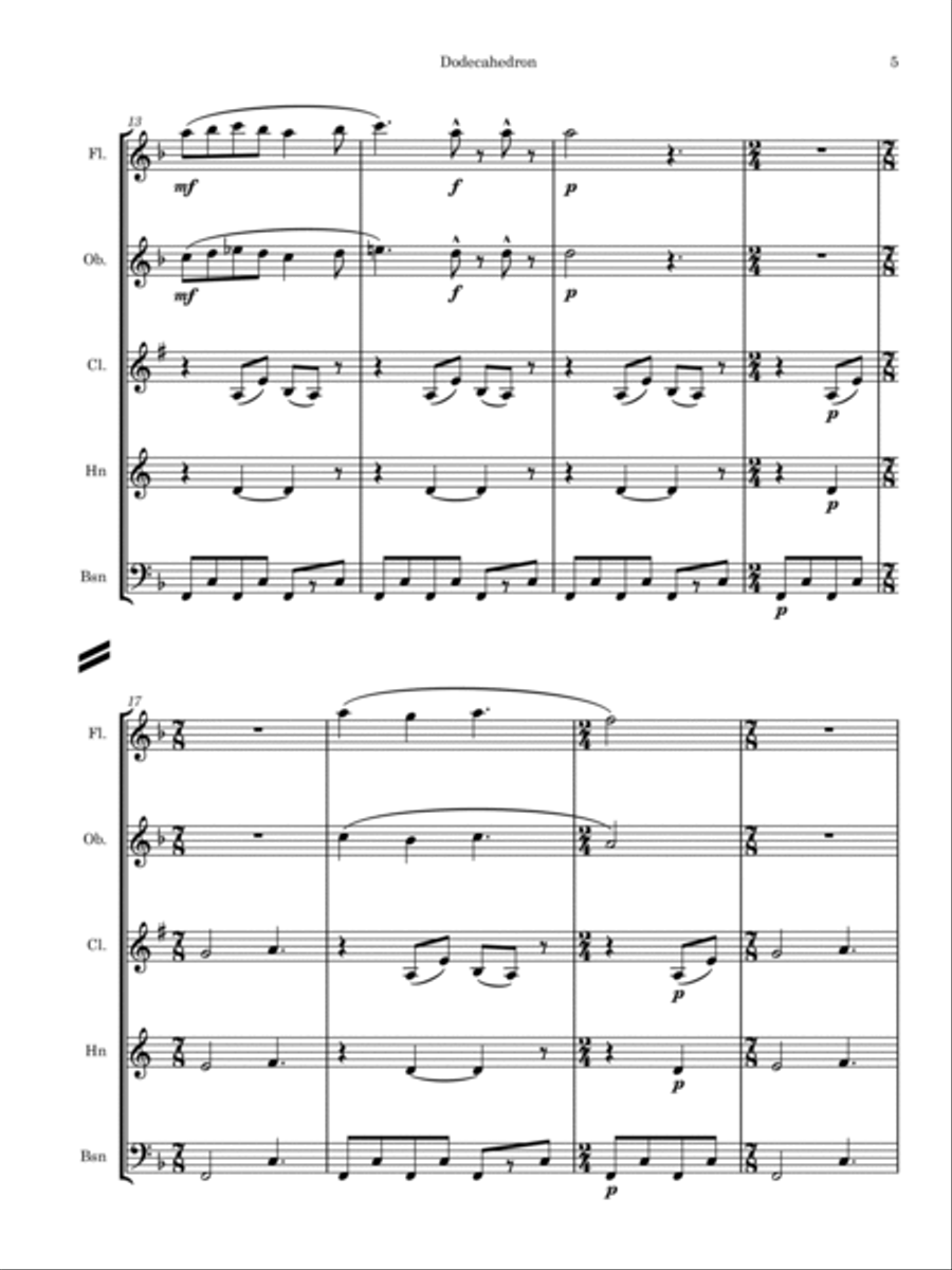 Dodecahedron Woodwind Quintet scores gallery preview page 5