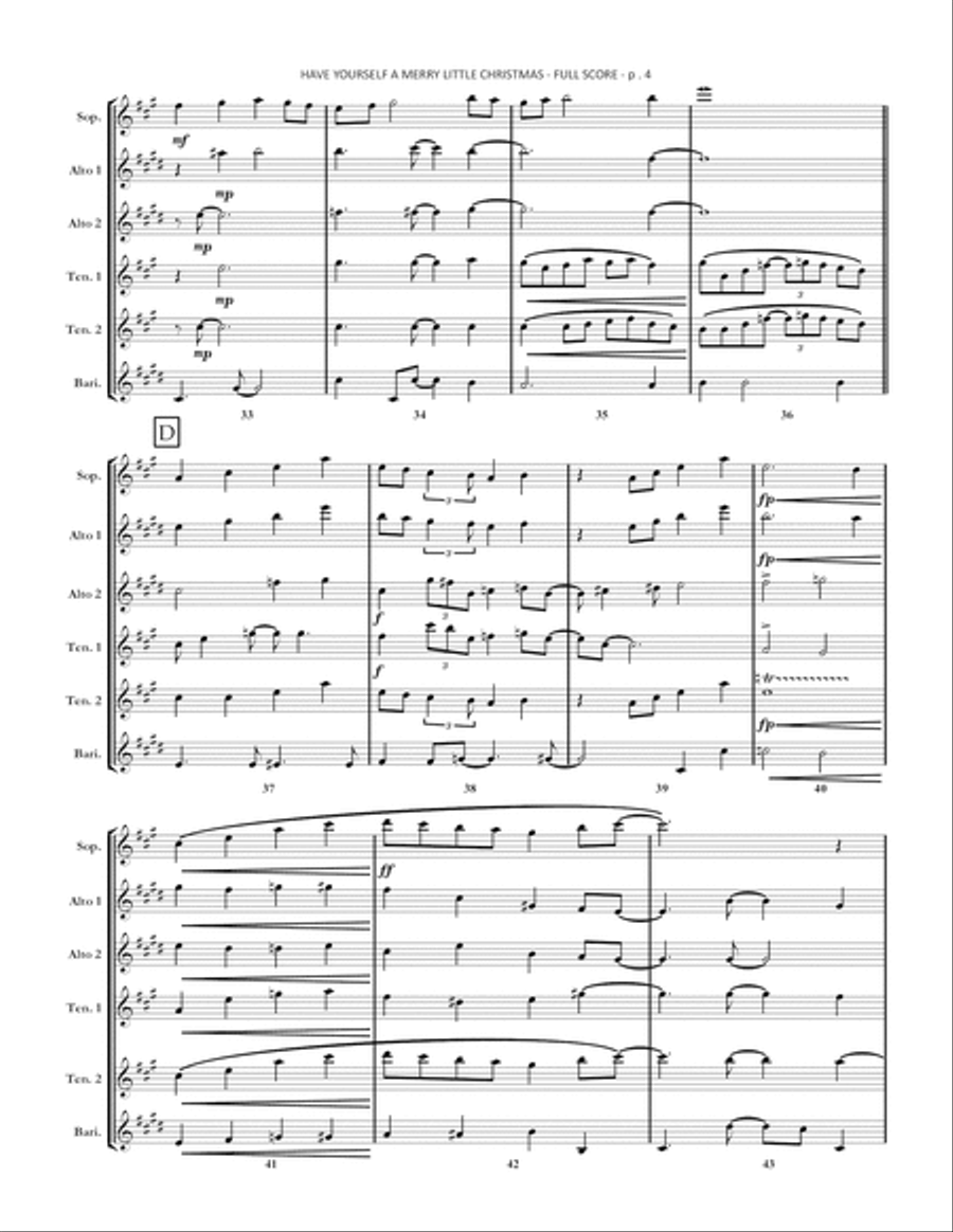 Have Yourself A Merry Little Christmas Woodwind Ensemble scores gallery preview page 5