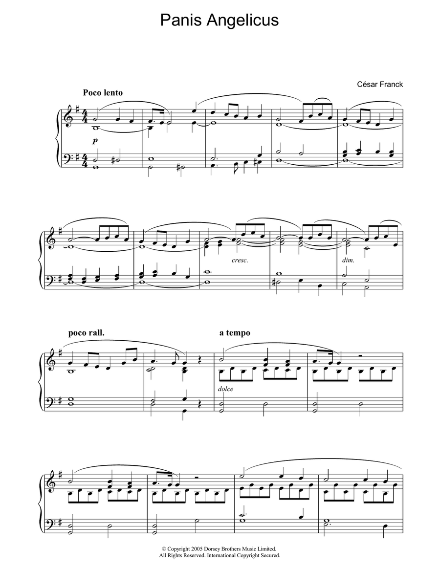 Panis Angelicus (O Lord Most Holy) Piano Solo scores gallery preview page 1