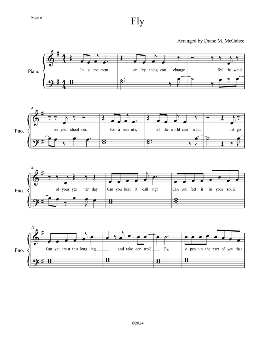Fly Fly Easy Piano scores gallery preview page 1