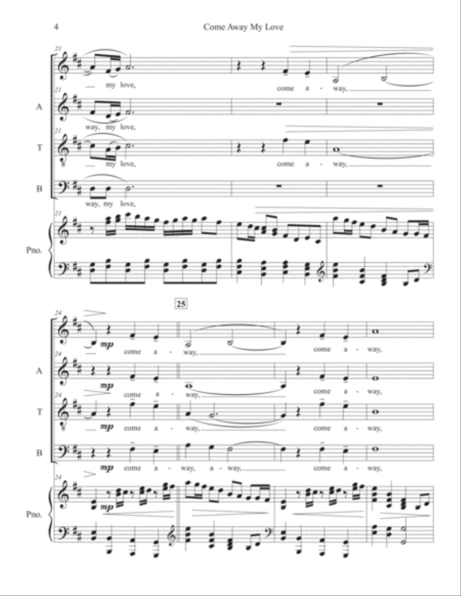Come Away My Love 4-Part scores gallery preview page 4