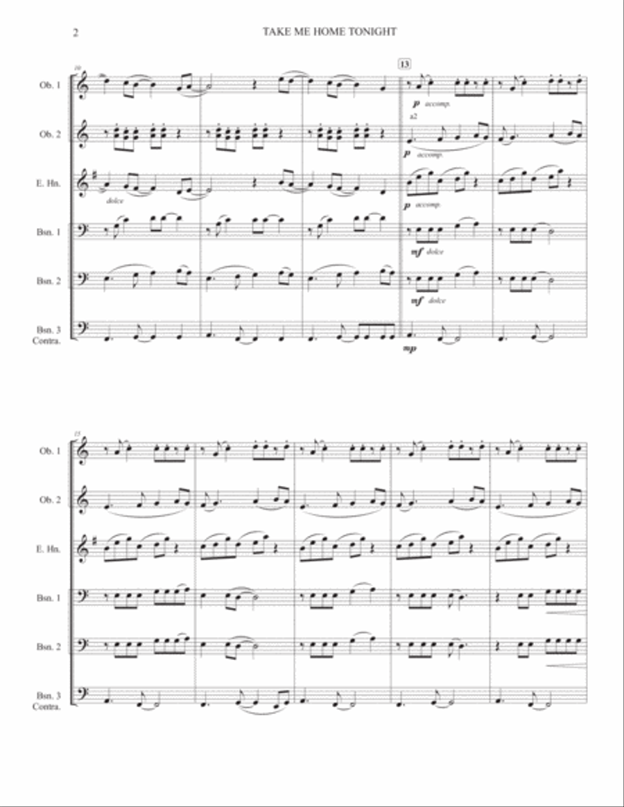 Take Me Home Tonight Woodwind Ensemble scores gallery preview page 2