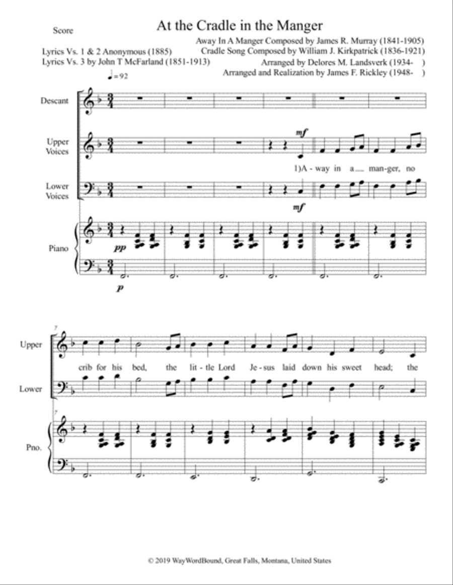 At the Cradle in the Manger 4-Part scores gallery preview page 1