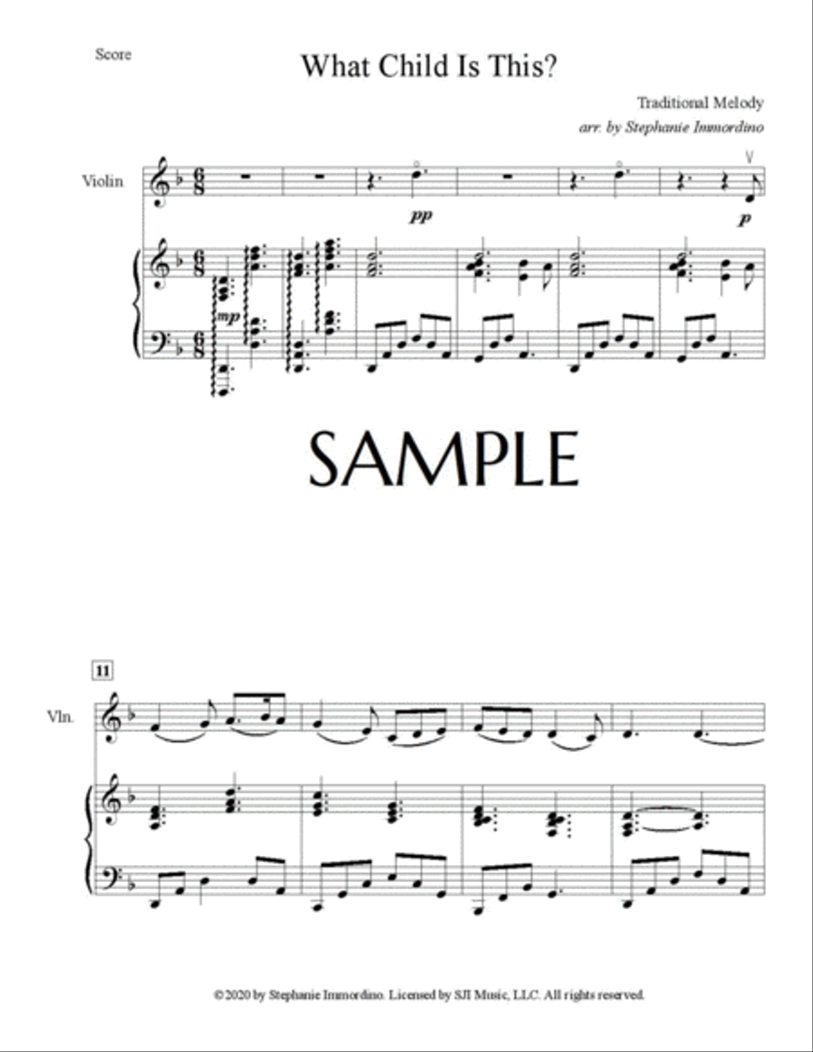 What Child is This, for Violin and Piano Violin Solo scores gallery preview page 2